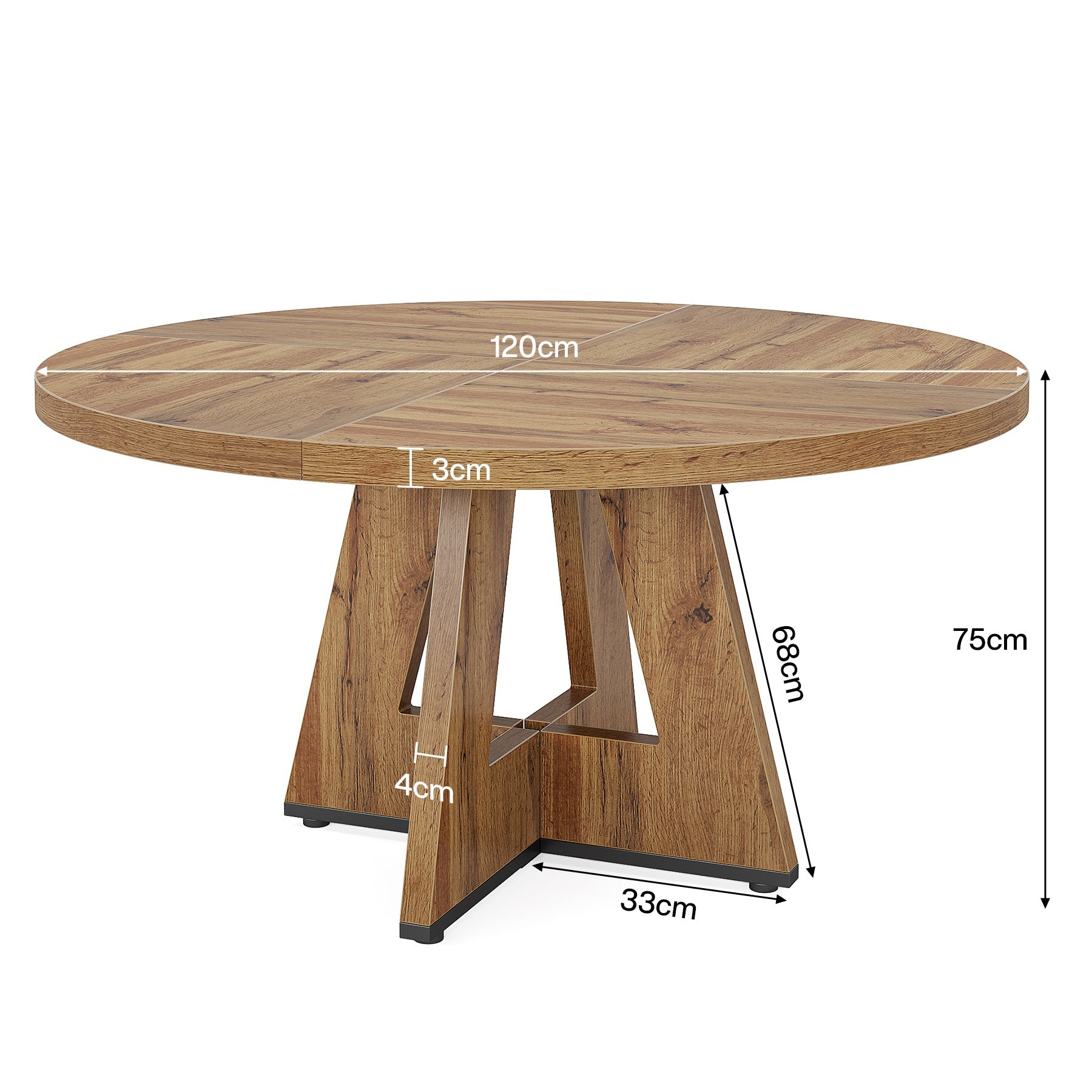 Tribesigns Table à manger, Table de cuisine ronde de 120 cm pour 4 personnes