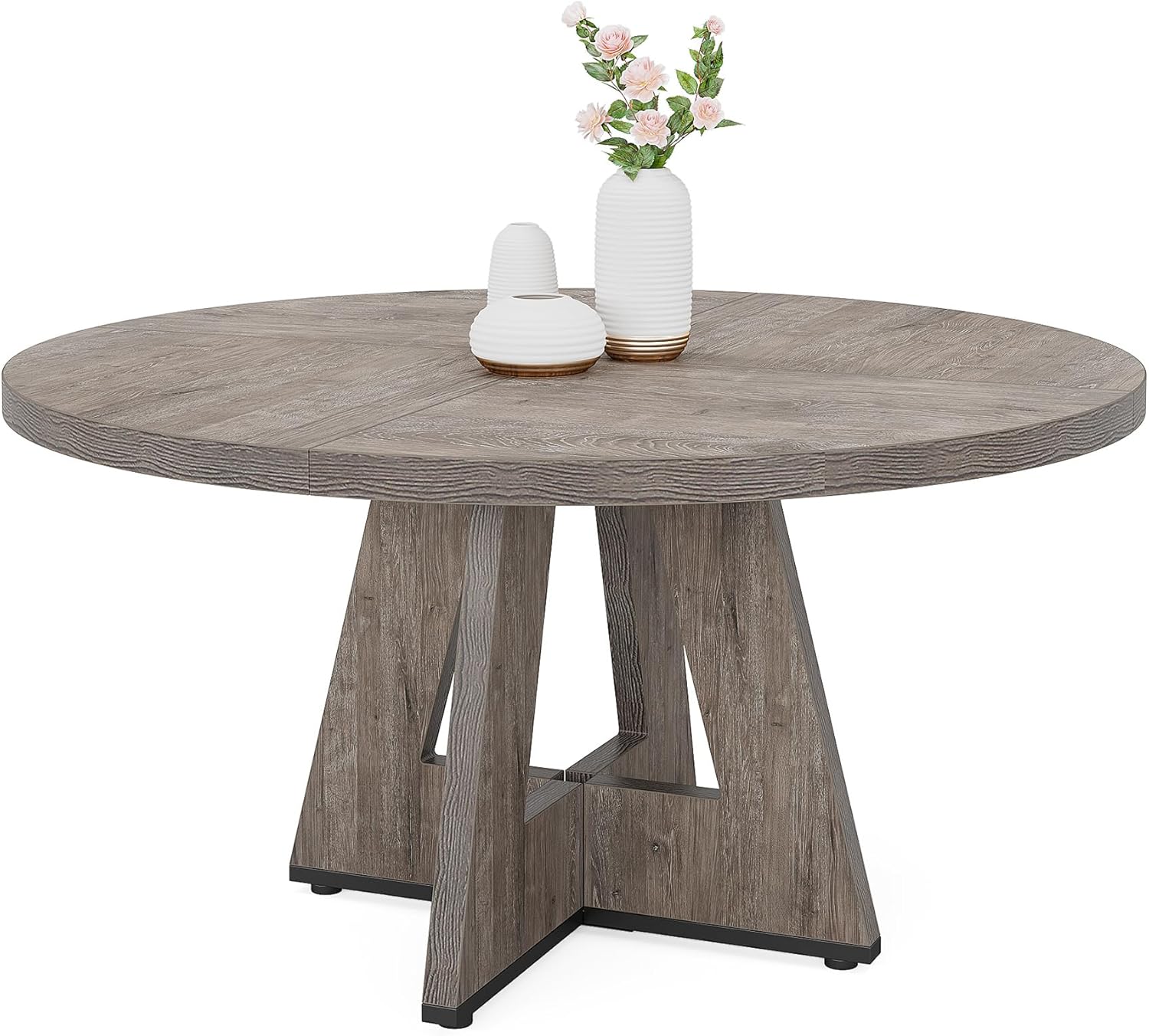 Tribesigns Table à manger, Table de cuisine ronde de 120 cm pour 4 personnes