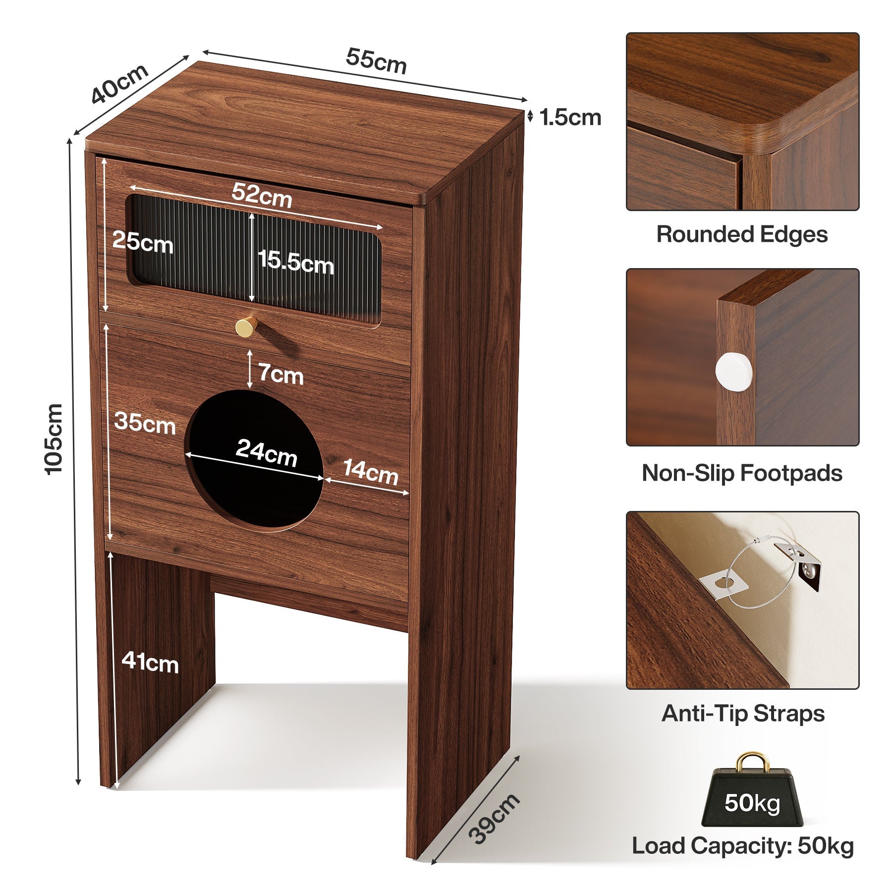 Tribesigns Meuble pour chat avec espace de rangement, Meuble pour bac à litière et table d'appoint 2 en 1