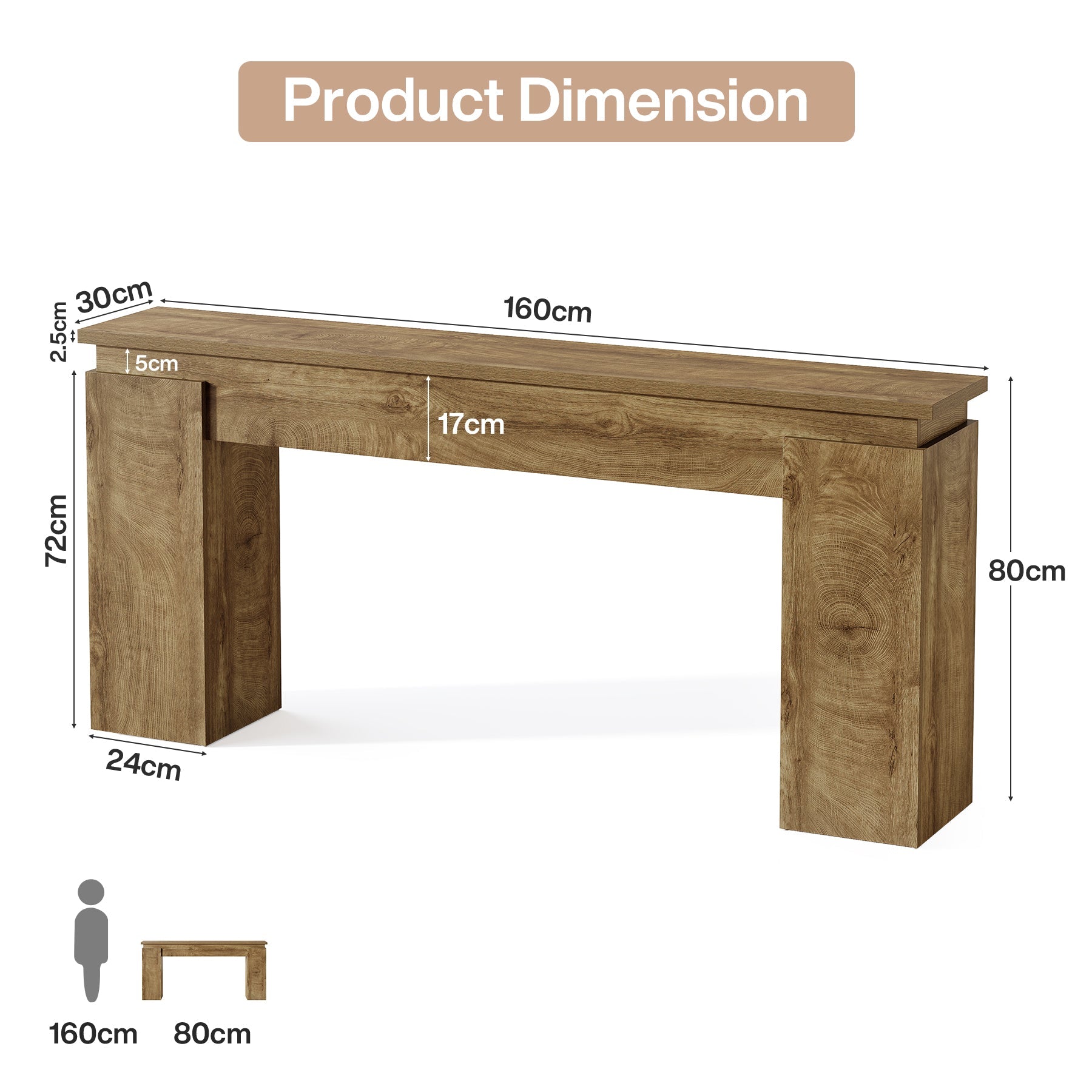 Tribesigns Console étroite (160 cm), Table de couloir ou de derrière de canapé de style Ferme avec étagère de rangement