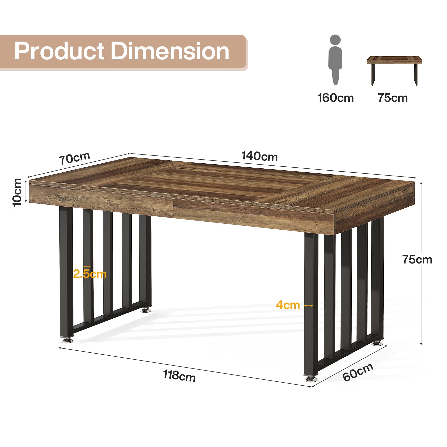 Tribesigns Bureau 140 cm, Grand bureau d'ordinateur avec structure en métal