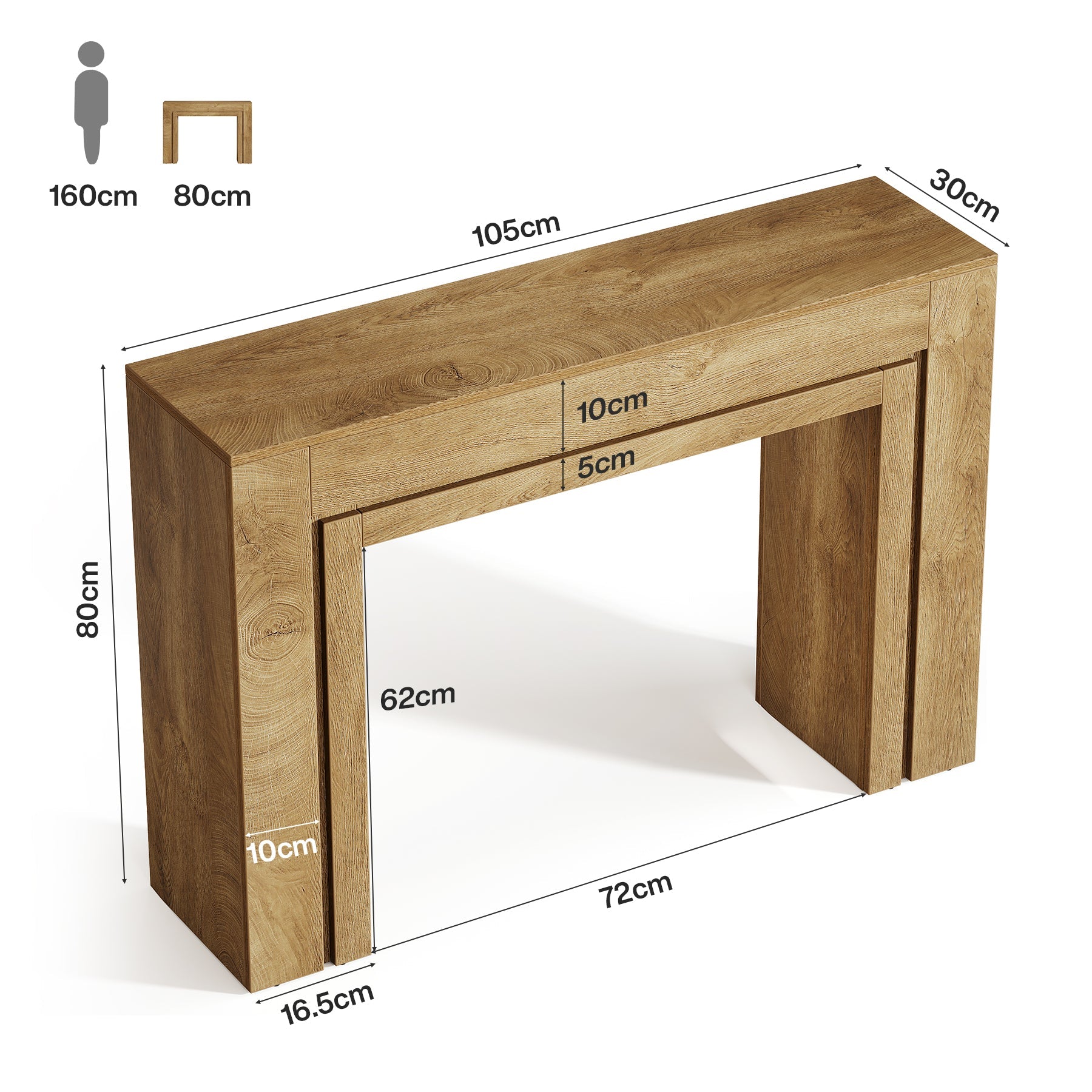 Tribesigns Console étroite (105 cm), Table d'entrée moderne avec piètement double solide