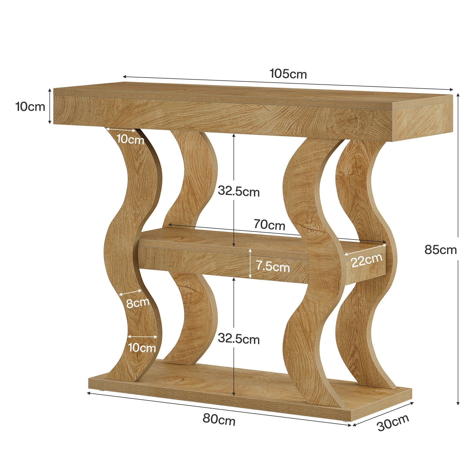 Tribesigns Console étroite 105 cm, Table d'entrée à 3 niveaux avec étagères