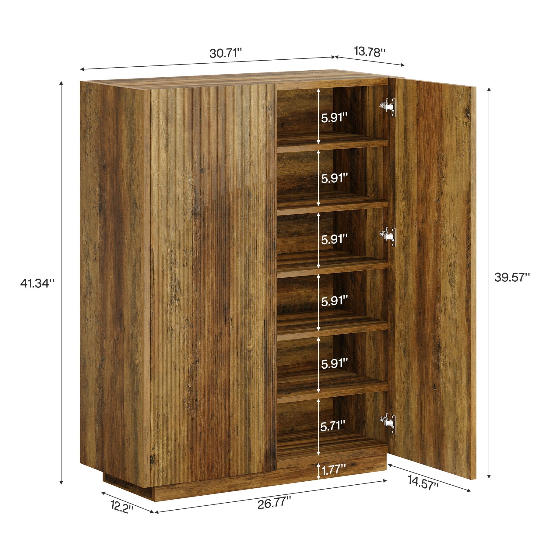 Tribesigns Meuble à chaussures à 7 niveaux, Rangement pour 24 paires de chaussures avec portes nervurées