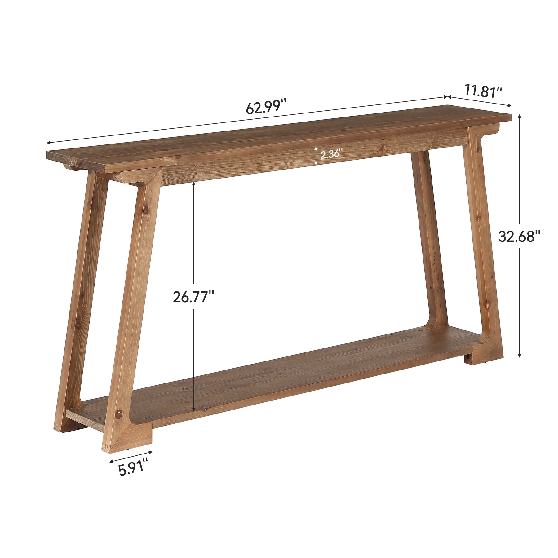 Tribesigns Console en bois massif de 160 cm à placer derrière un canapé avec 2 étagères, Table basse longue et étroite idéale pour le salon et l'entrée