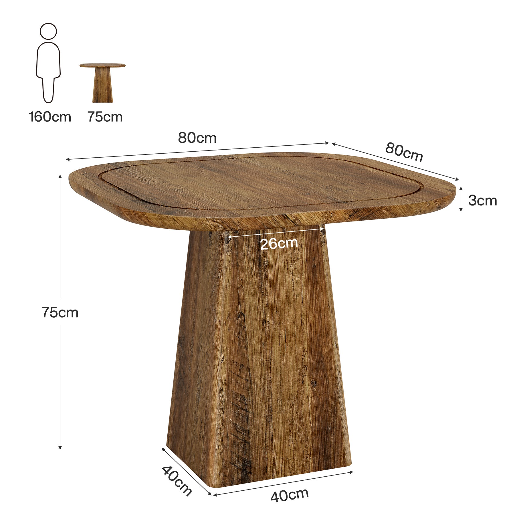 Tribesigns Table de salle à manger ronde pour 4 personnes 80 cm, Rustique avec structure en métal