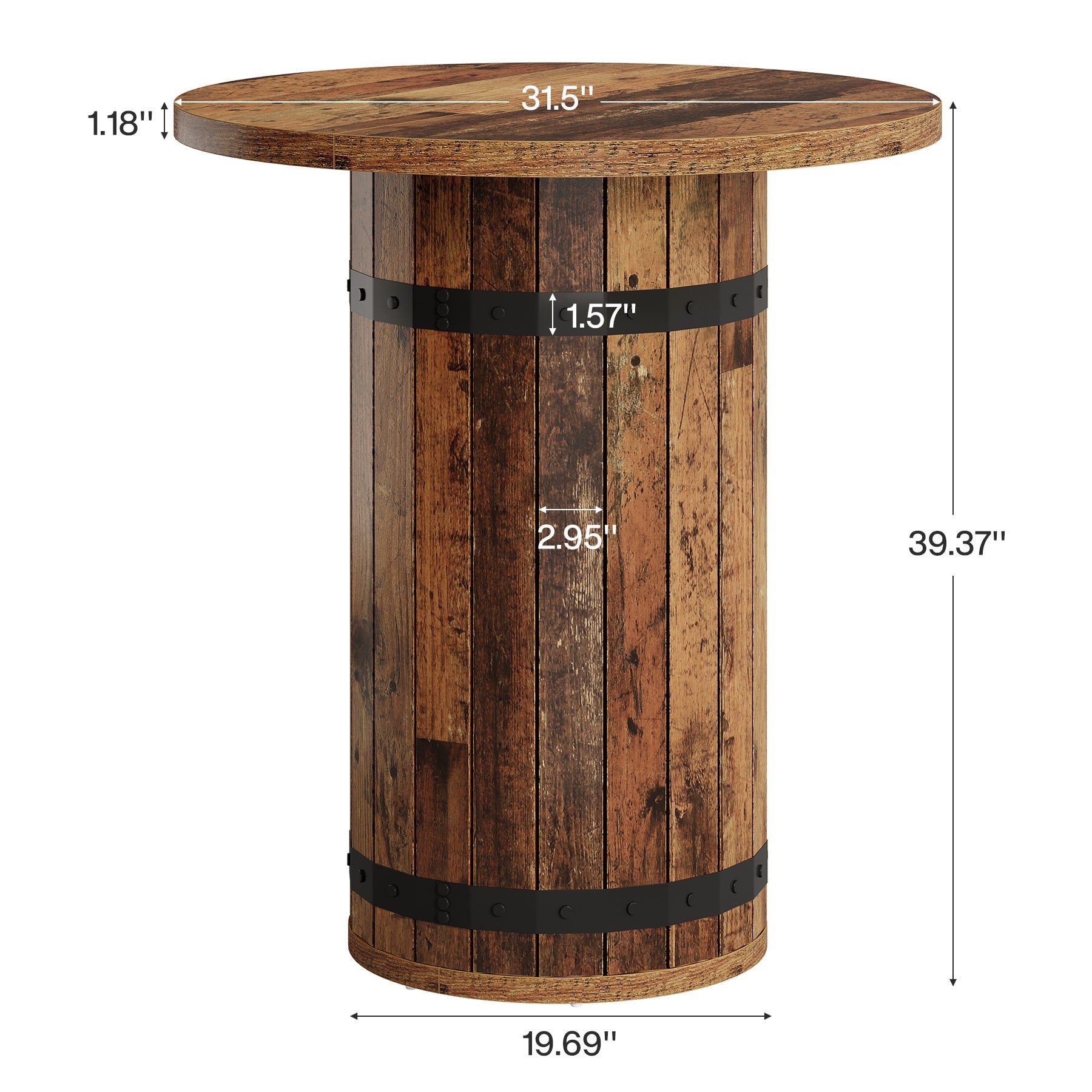 TribesignsTable de bar ronde  de 100 cm, Table bistro pour cuisine et salon