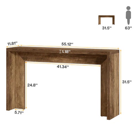 Table console rustique de 140 cm, Table de canapé de ferme Table d'entrée