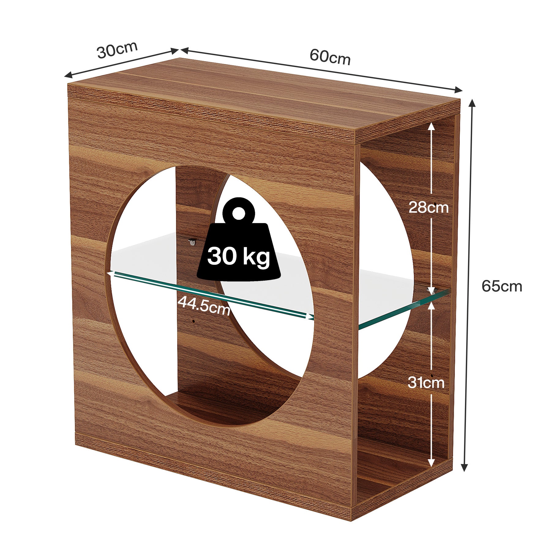 Tribesigns Table d'appoint Moderne pour Salon, Petite Table Basse Étroite à 3 Niveaux avec Étagère en Verre Réglable