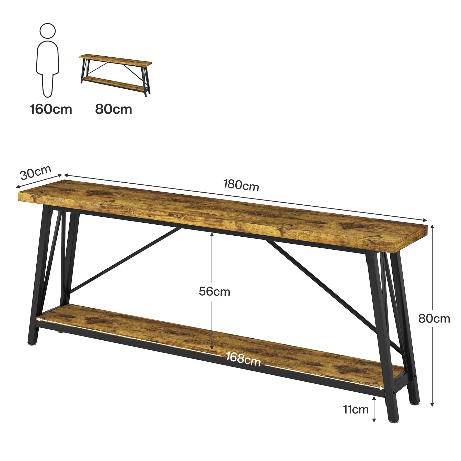 Tribesigns Console 180 cm, Table de canapé longue console d'entrée