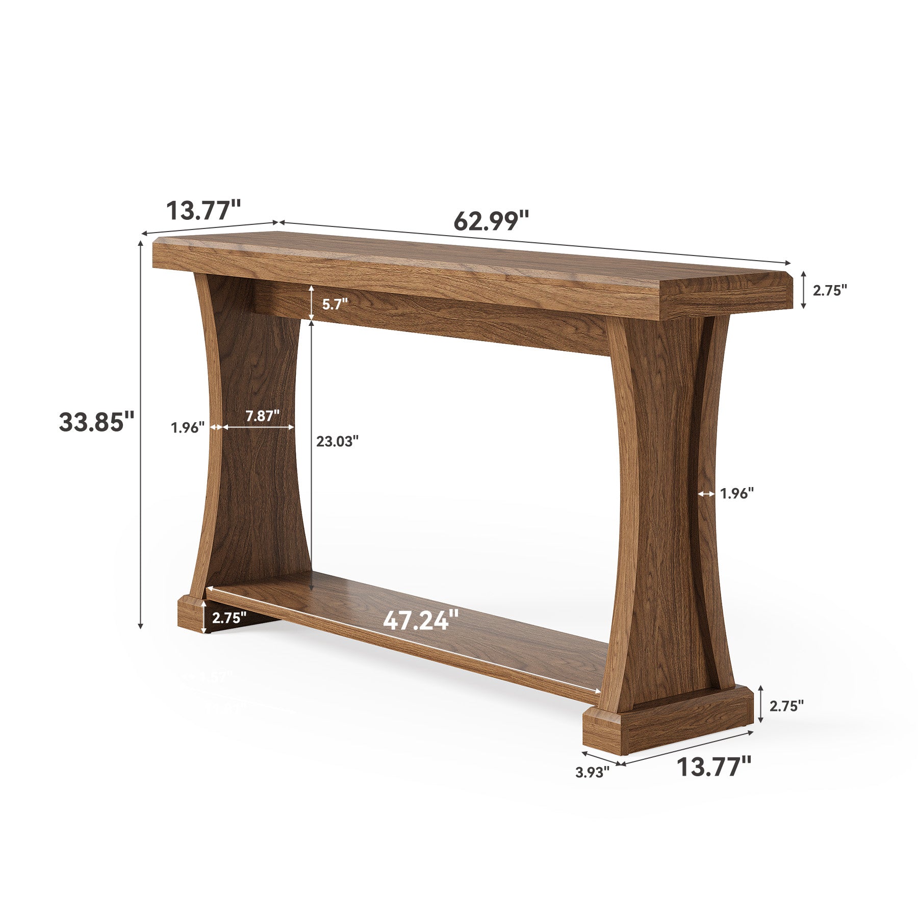 Tribesigns Console de 160 cm de long avec 2 étagères idéale pour un couloir étroit ou comme table d'appoint, aspect bois