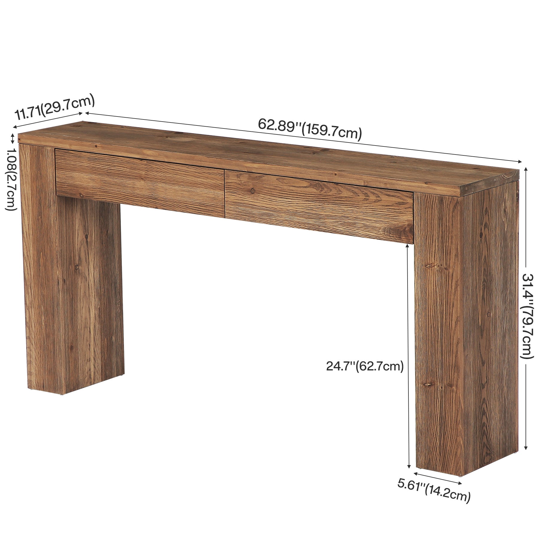 Tribesigns Console en bois massif avec tiroirs 160 cm, Idéale pour une entrée ou un salon