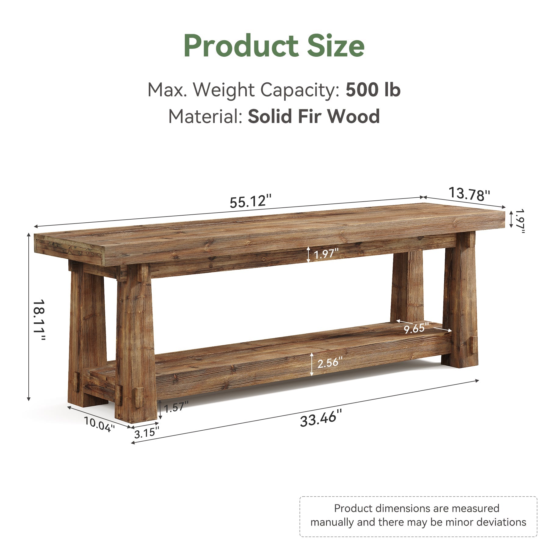 Tribesigns Banc en bois massif avec rangement à chaussures, Banc d'entrée de 140 cm avec étagère
