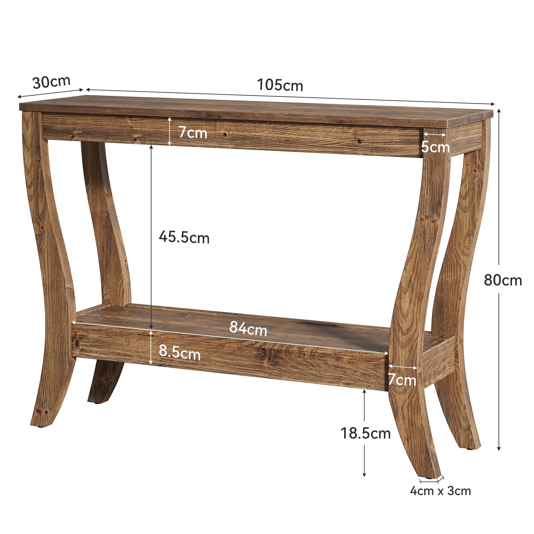 Tribesigns Console en bois de 105 cm, Table d'entrée de style campagnard à 2 niveaux avec rangement