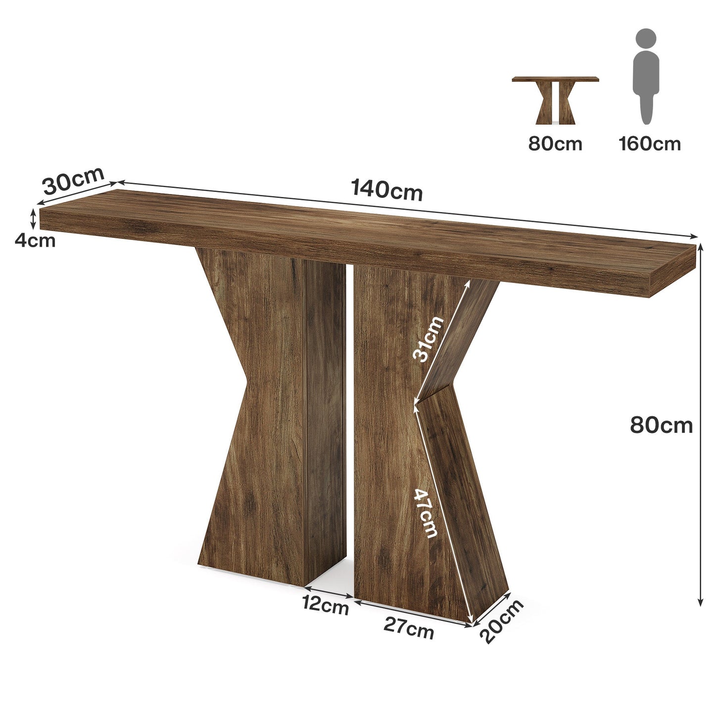 Tribesigns Table console en bois, Table d'entrée de canapé avec cadre en forme de K