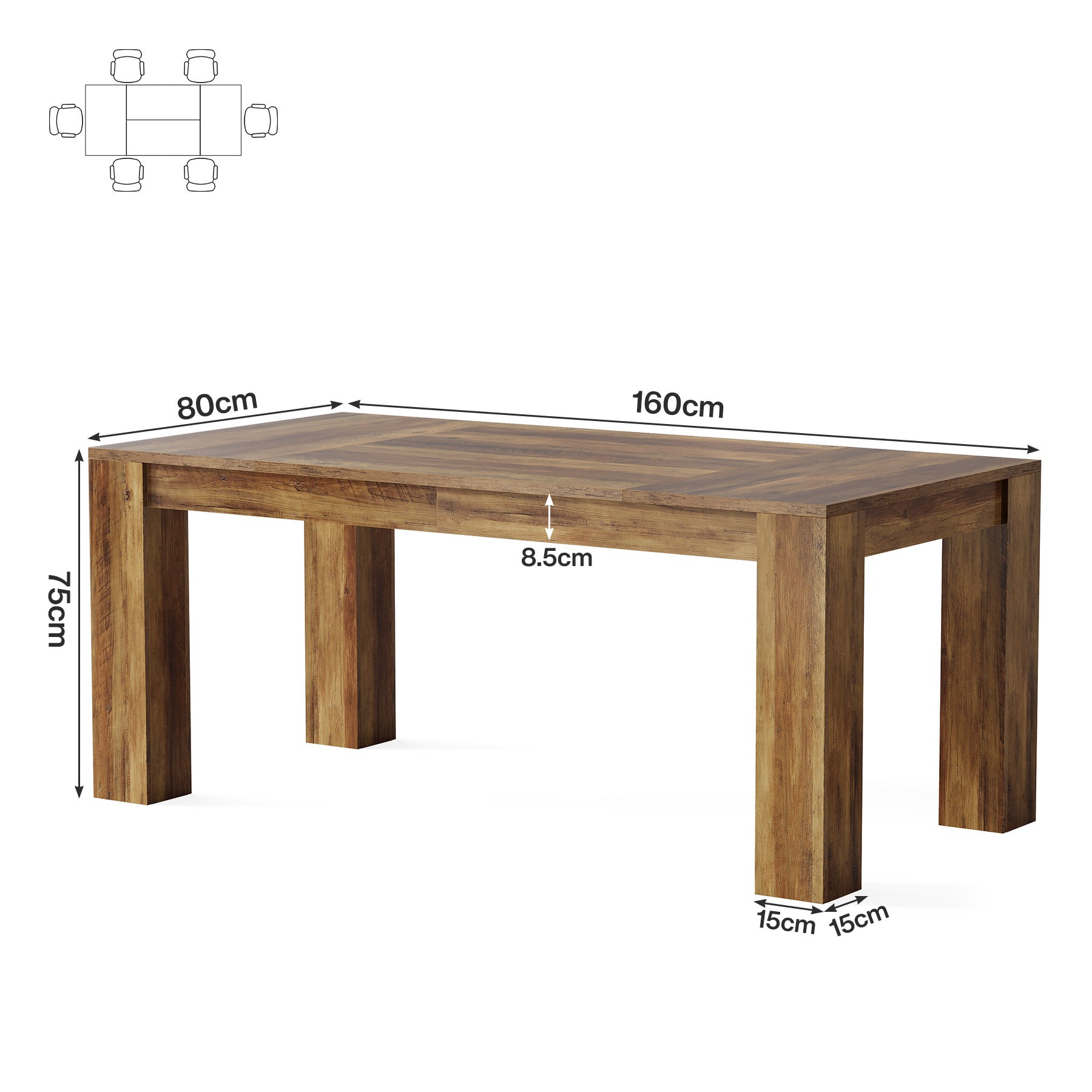 Tribesigns Table de salle à manger rectangulaire de 160 cm pour 4 à 6 personnes