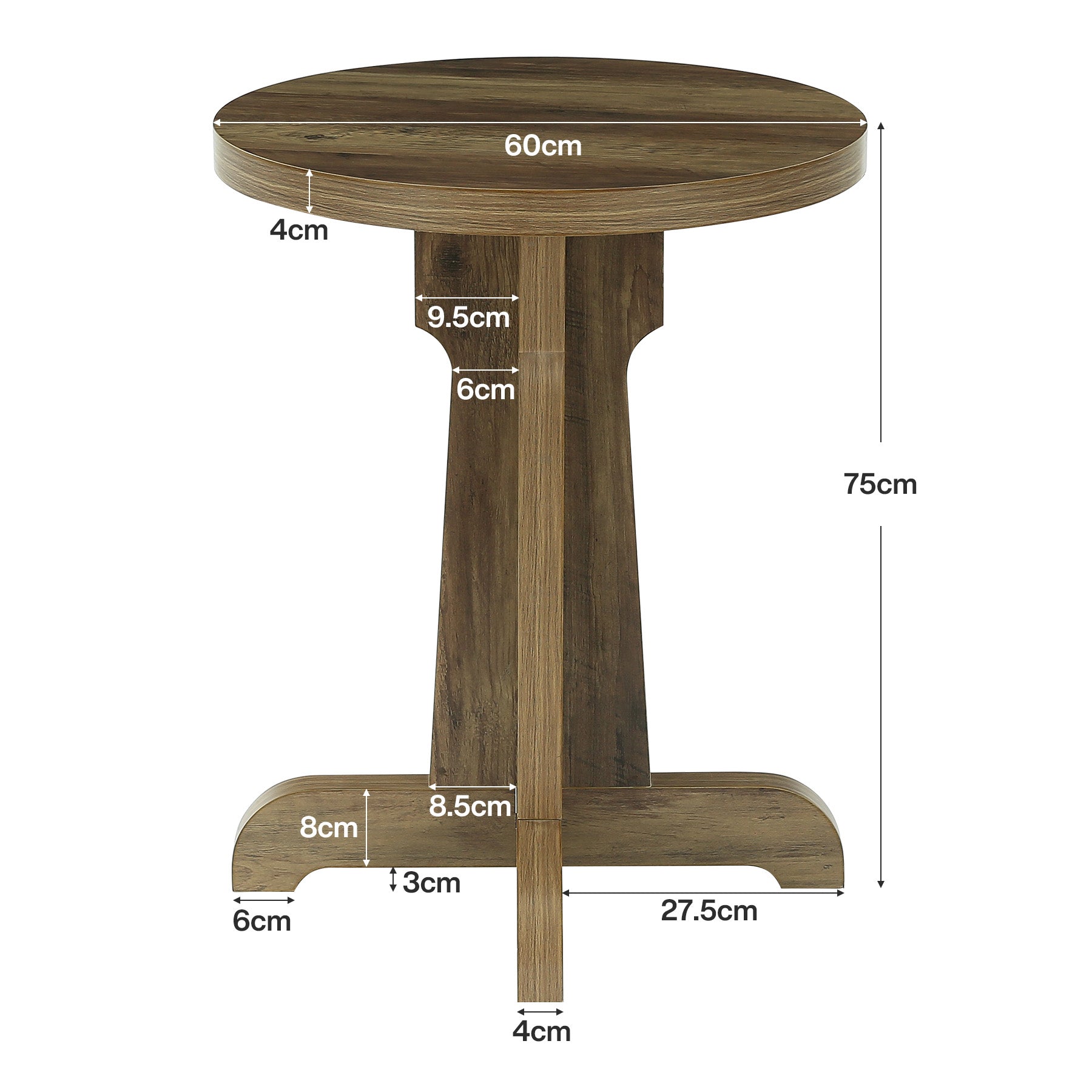 Tribesigns Table de salle à manger ronde 60 cm pour 2 personnes, Petite table de cuisine style champêtre