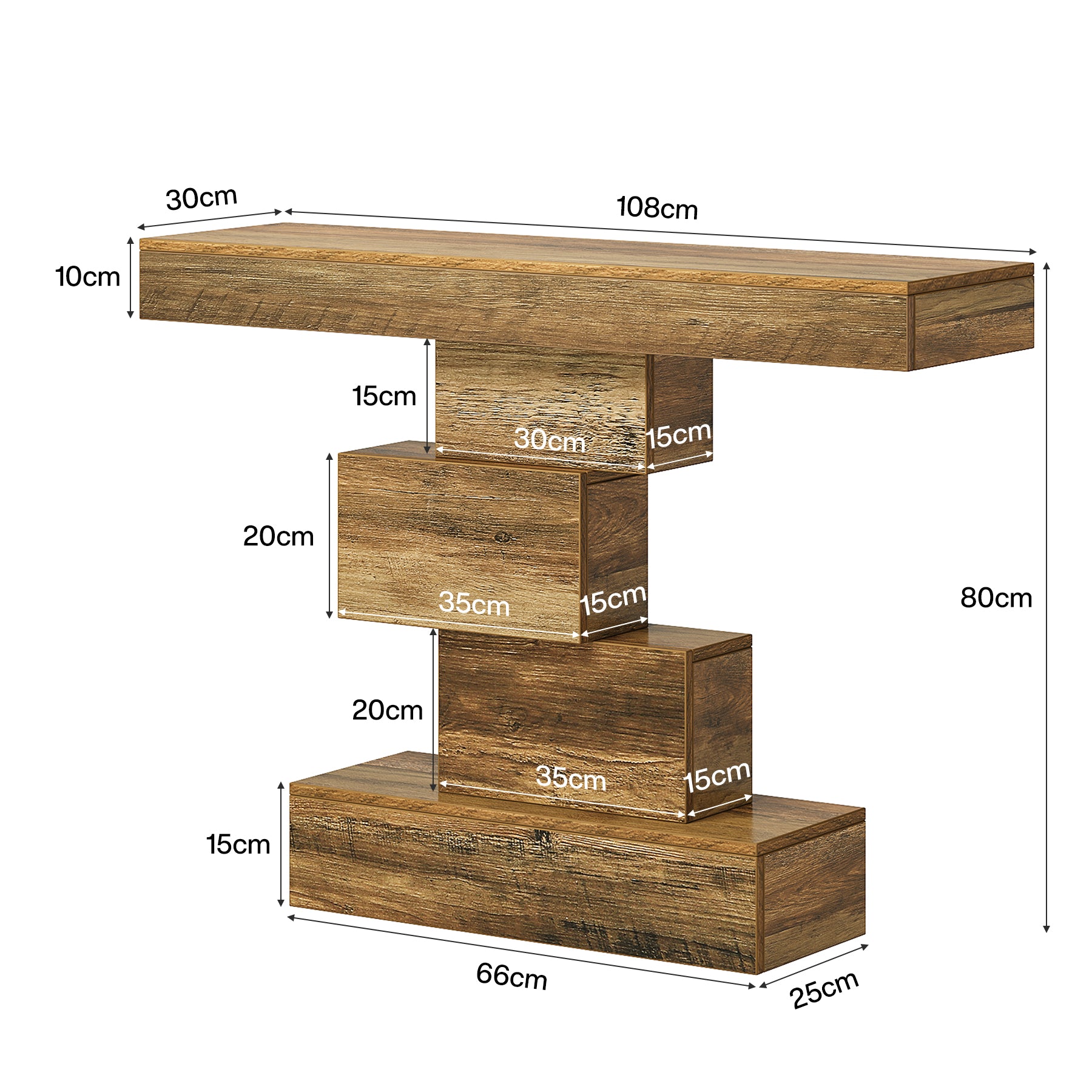 Tribesigns Console de 108 cm, Table de canapé en bois Table d'appoint avec base géométrique