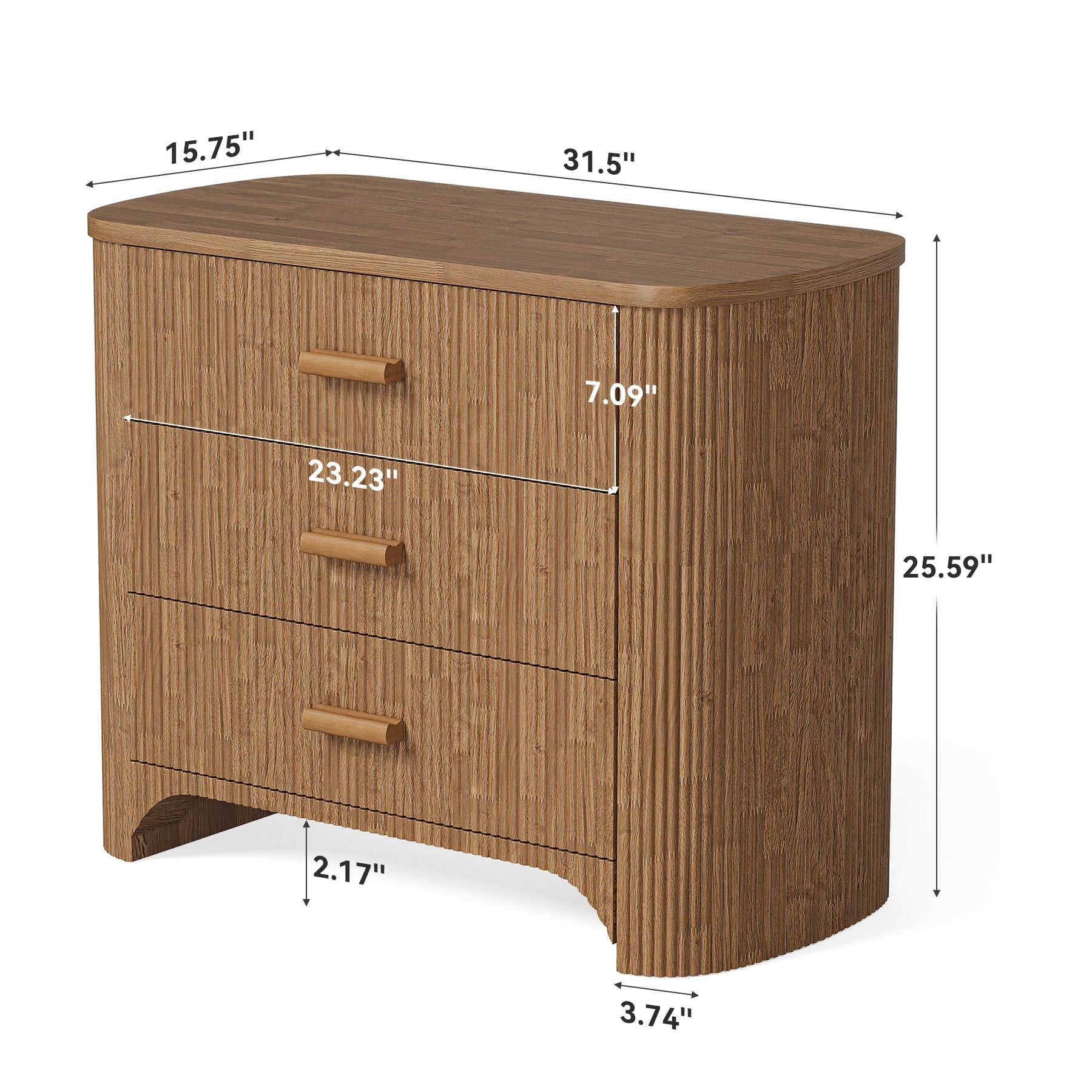 Tribesigns Table de chevet large à 3 tiroirs, Grande table d'appoint de style moderne du milieu du siècle