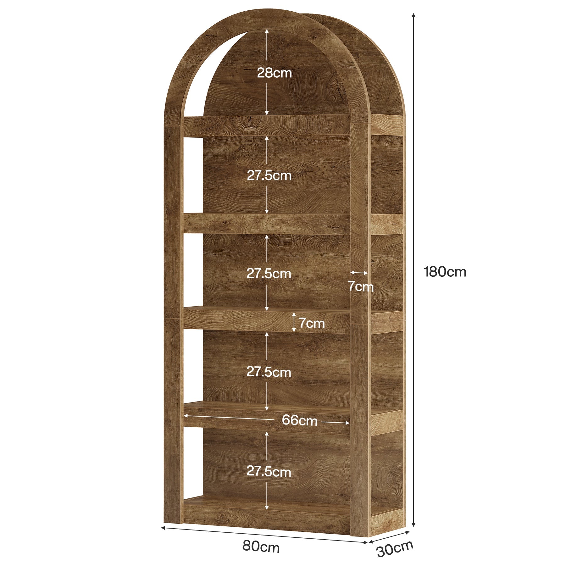 Tribesigns Étagère de 180 cm de haut à 5 niveaux, Étroite et autoportante de style champêtre avec un design incurvé