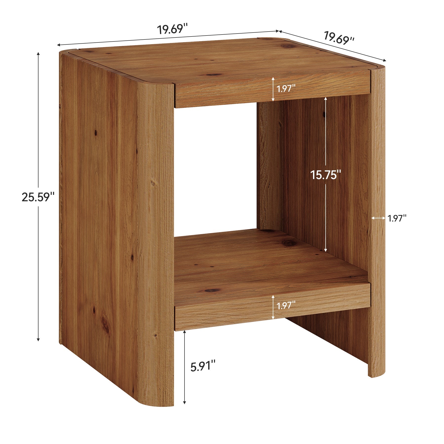 Tribesigns Table d'appoint en bois massif, Petite table de chevet à 2 niveaux avec étagère