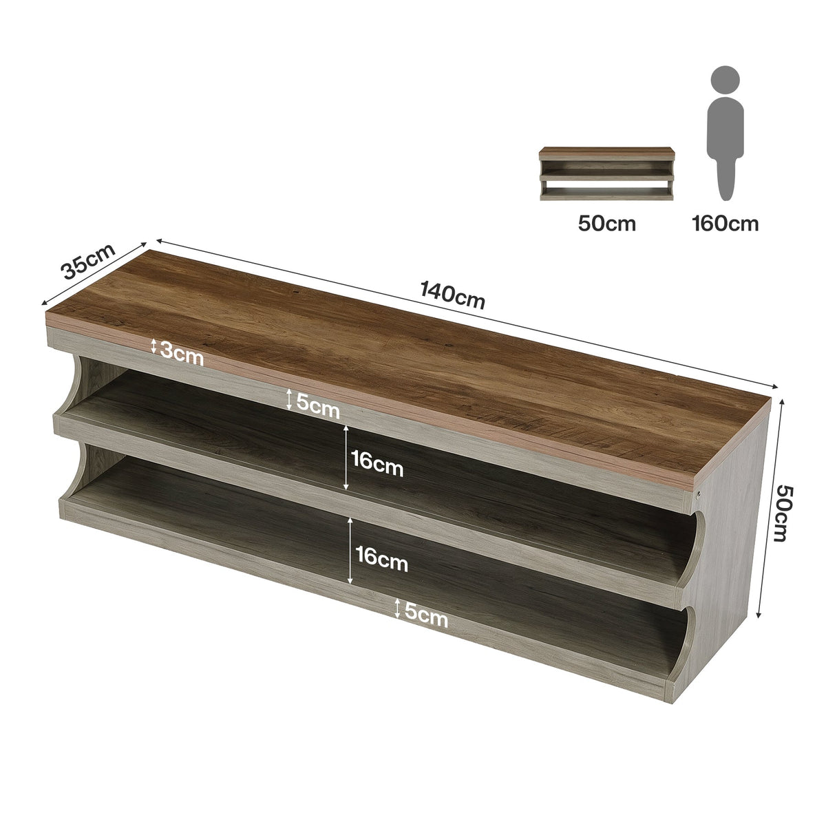 Tribesigns Banc à chaussures pour l'entrée, Banc avec 3 niveaux et étagère à chaussures