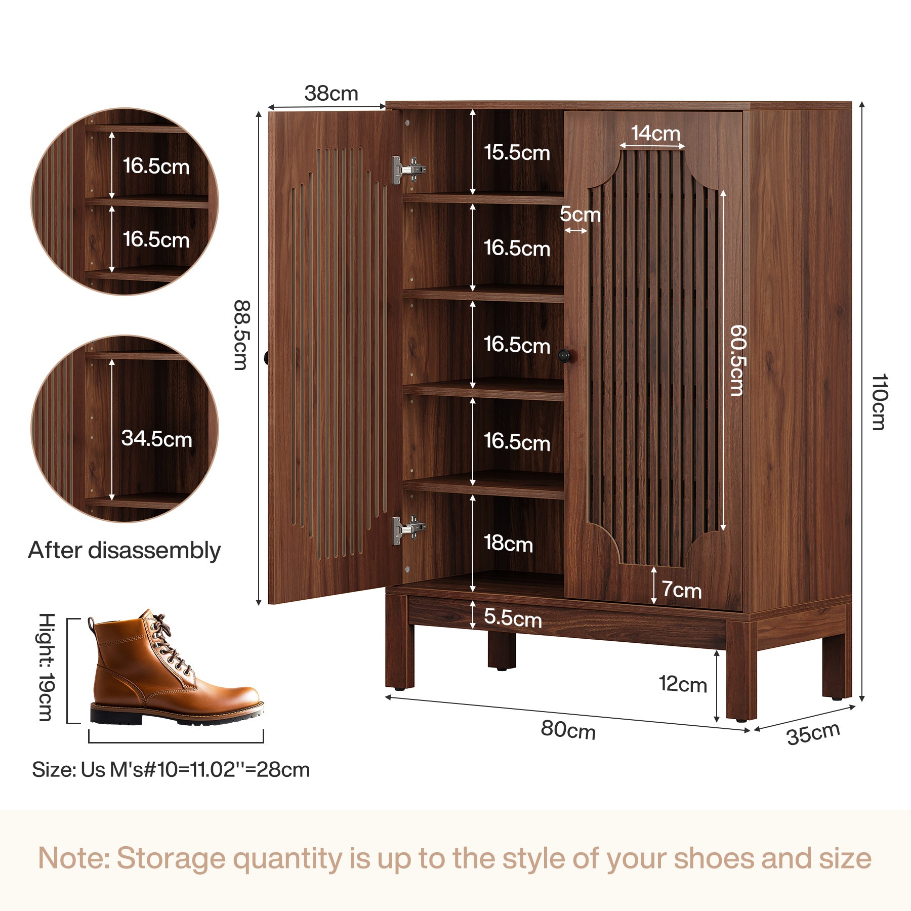 Tribesigns Meuble à Chaussures à 6 Niveaux avec Portes, Organiseur de Chaussures en Bois