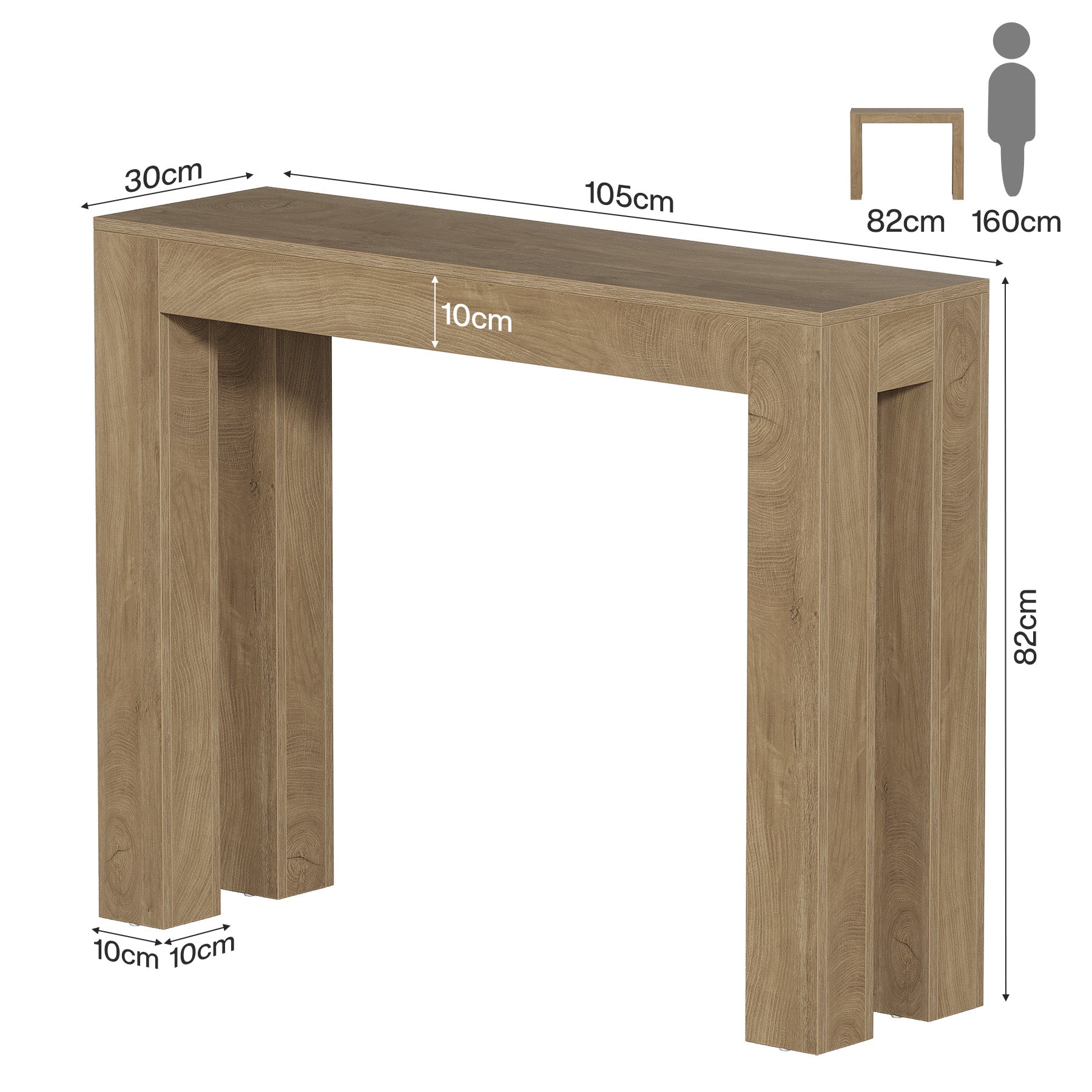 Tribesigns Console 105 cm style campagne, Table d'entrée étroite en bois pour canapé