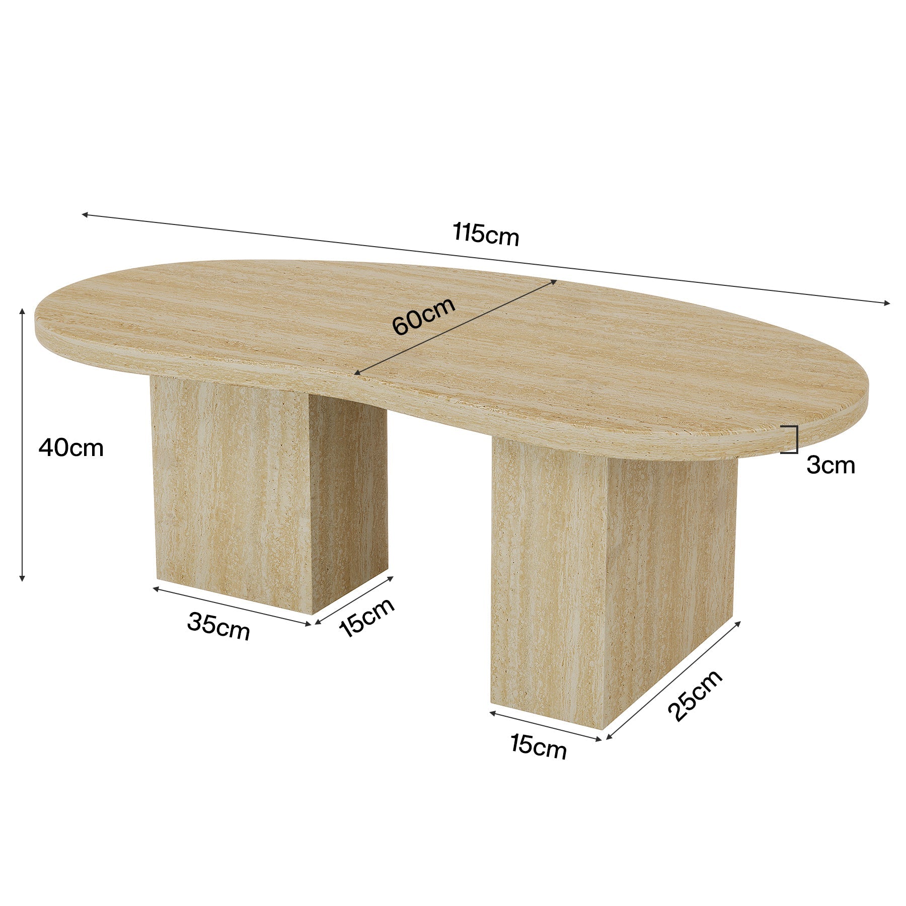 Tribesigns Table basse 115 cm, Table de cocktail ovale avec piédestal asymétrique