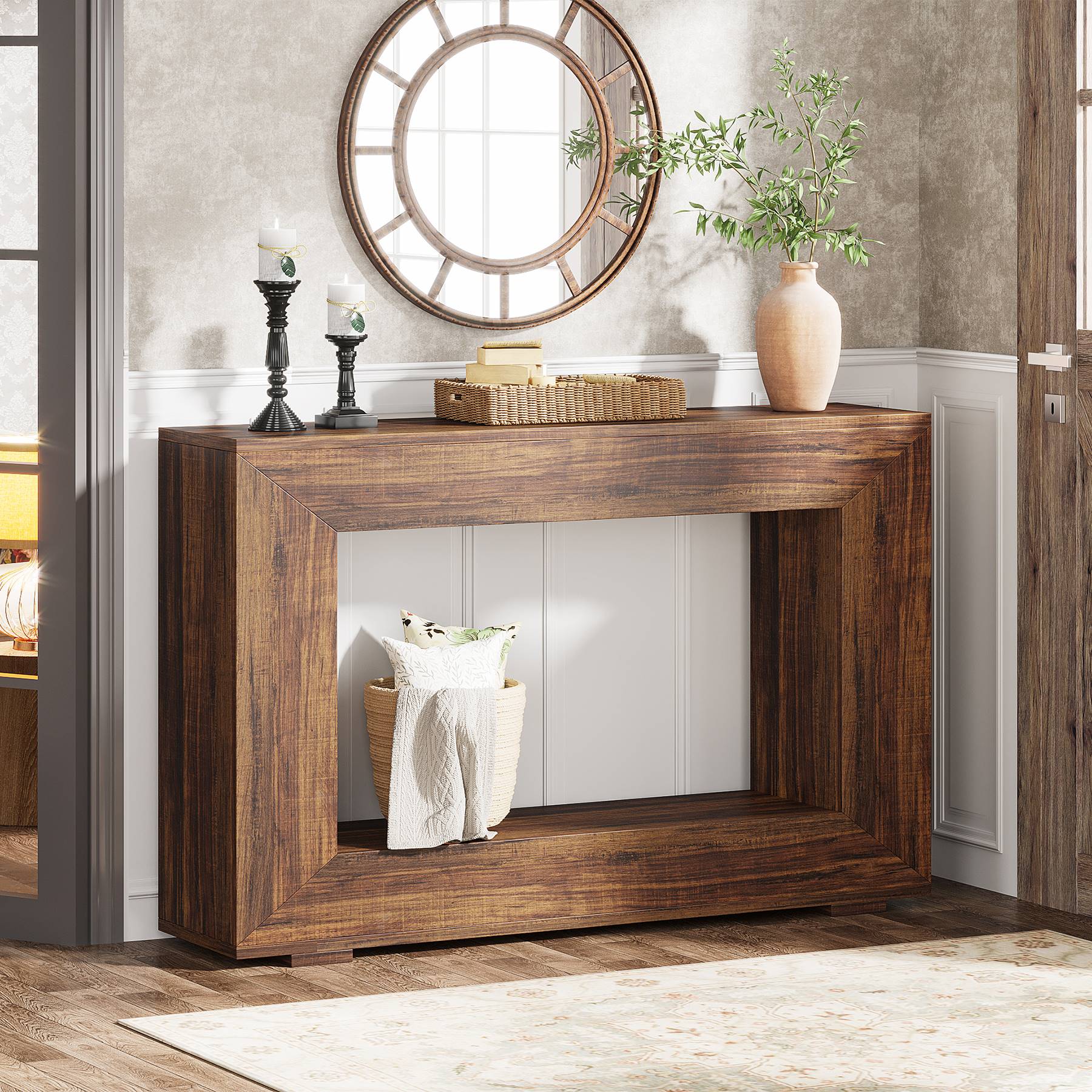 Tribesigns Console de style maison de campagne, Table basse en bois pour l'entrée