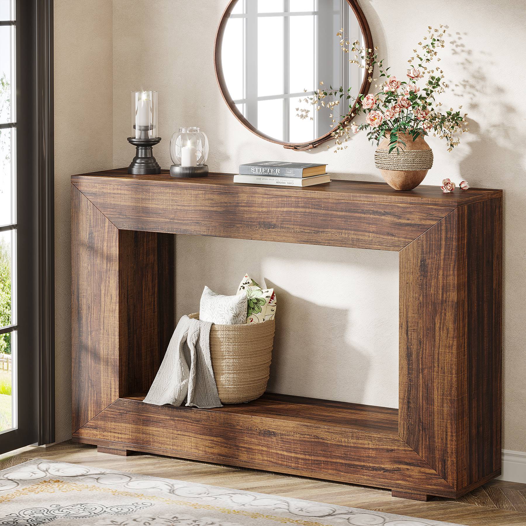 Tribesigns Console de style maison de campagne, Table basse en bois pour l'entrée