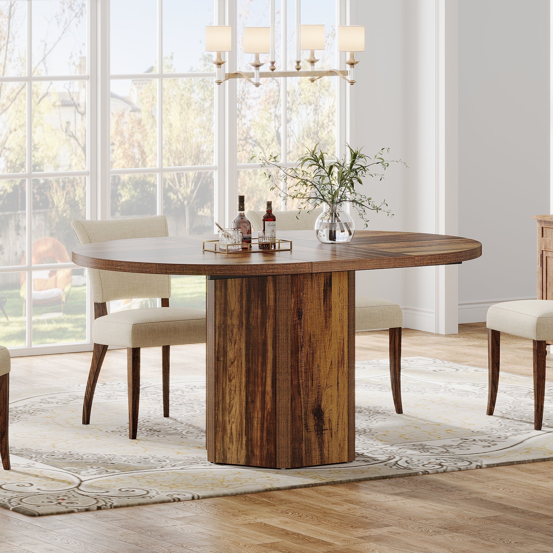 Wood Dining Table, 55" Kitchen Dinner Table For 4 - 6 Tribesigns